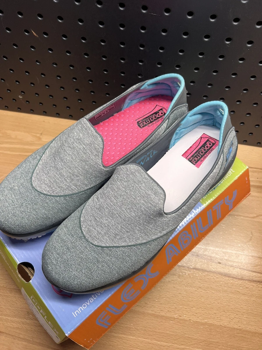 Skechers Go Flex Walk Charcoal Blue Slip On Goga Mat Womens 10 M