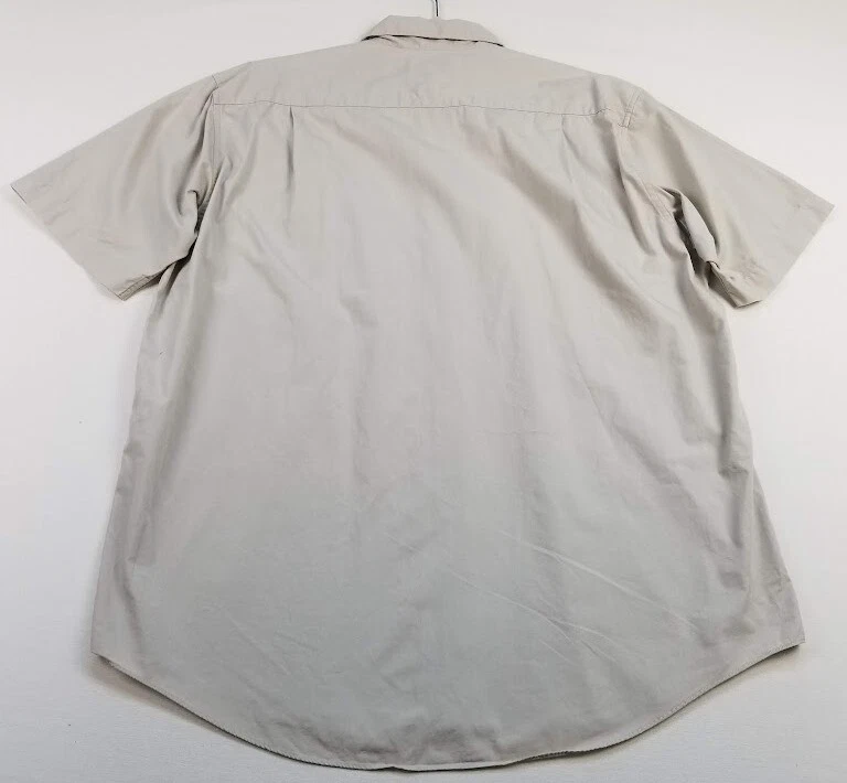 Camisa con botones Pizarras para hombre grande beige tostado manga corta bolsillos informal algodón Foto 3 de 4