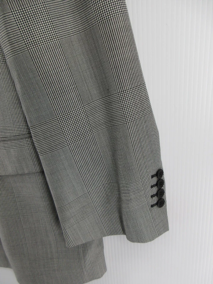 Abrigo Deportivo J Peterman Hombres 50 Gris Blazer Pata de Gallo Chaqueta a Cuadros Lana Negocios Foto 3 de 4