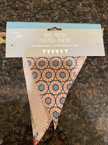Celebrate It Aria Rag Ribbon Banner Boho Modern 6ft New