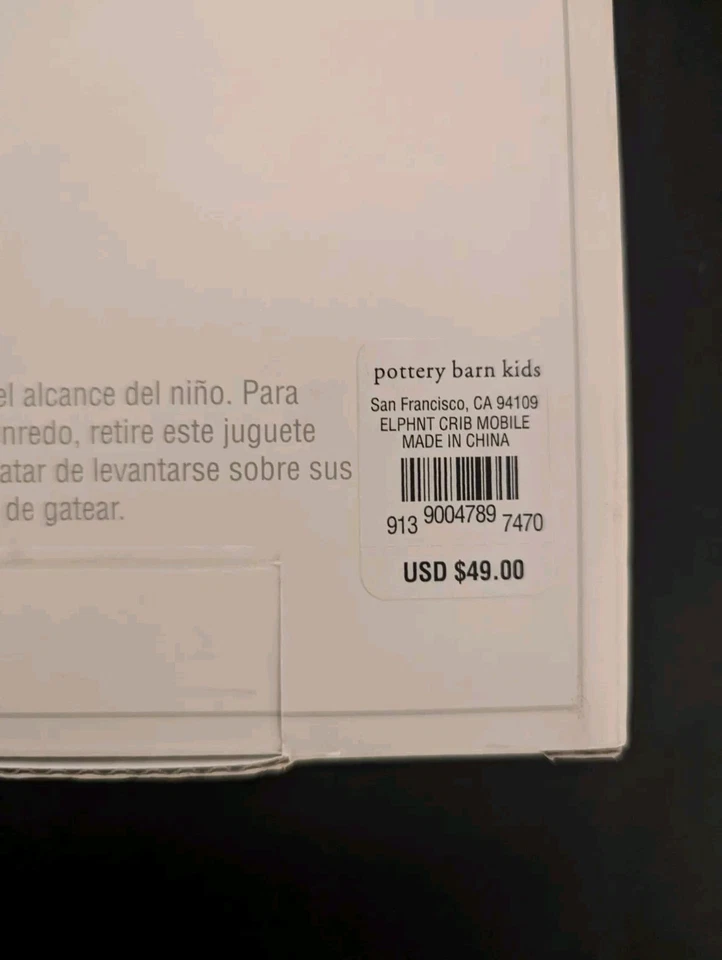 POTTERY BARN Niños ELEFANTES Cuna Musical Móvil Guardería Bebé ¡NUEVO! Foto 4 de 4