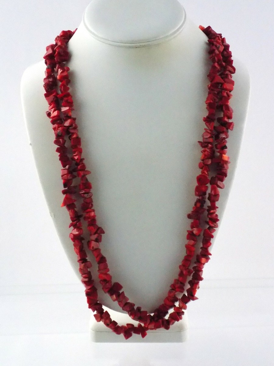 Genuine Dyed Red Coral Chip Bracelet Sterling Silver Genuine Dyed Red Coral Chip Bracelet Sterling Silver