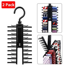 2pcs Cross X 20 Tie Rack Holder Belt Hanger with Non-Slip Clips Closet Organizer