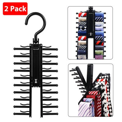EEEKIT 2pcs Cross X 20 Tie Rack Holder Belt Hanger with Non-Slip Clips Closet Organizer