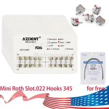 AZDENT Dental Orthodontic Brackets Braces Metal +Arch Wire Super Elastic Niti