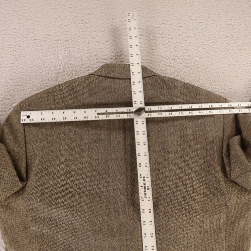 VTG Tweed Jacket M Beige Black Narrow Herringbone Wool Blazer Nautica 42S - Picture 13 of 15