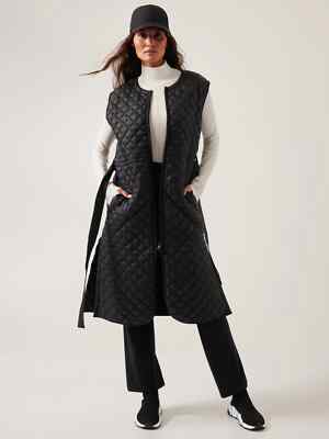 Athleta Women's Belted Whisper Featherless Quilted Long Black