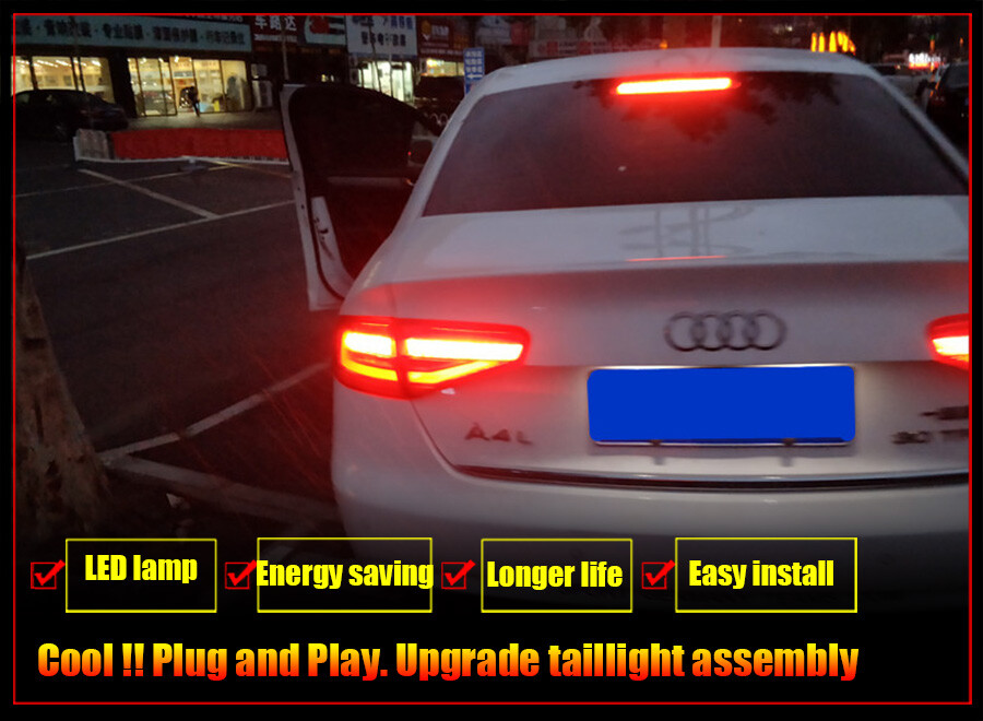 LED Tail lights Assembly For Audi A4 2013-2016 Red Turn Sequential
