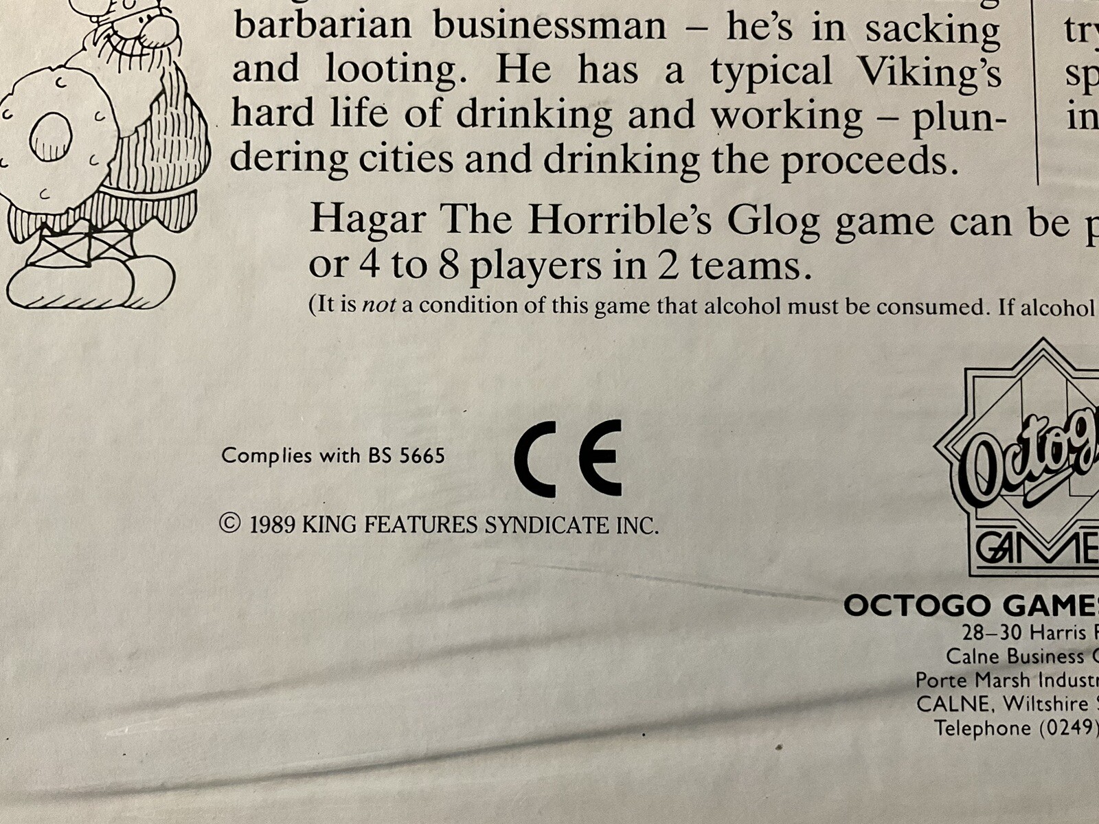 Hagar The Horrible’s Glog Game Octogo Games, 1989 Sealed King Features