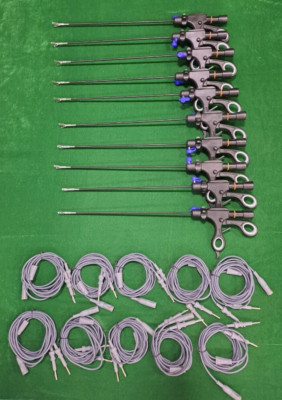 10pc Laparoscopic Bipolar Fenestrated 5mmx330mm with Cable Reusable Instruments