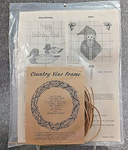Set of 2 Vtg Country Vine Folk Art Frame Up Robin Designs Counted Cross Stitch - Picture 3 of 6