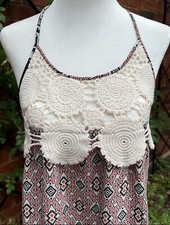 Women’s Boho Hippie Halter Dress by Altar’d State W/Crotchet Details Size L