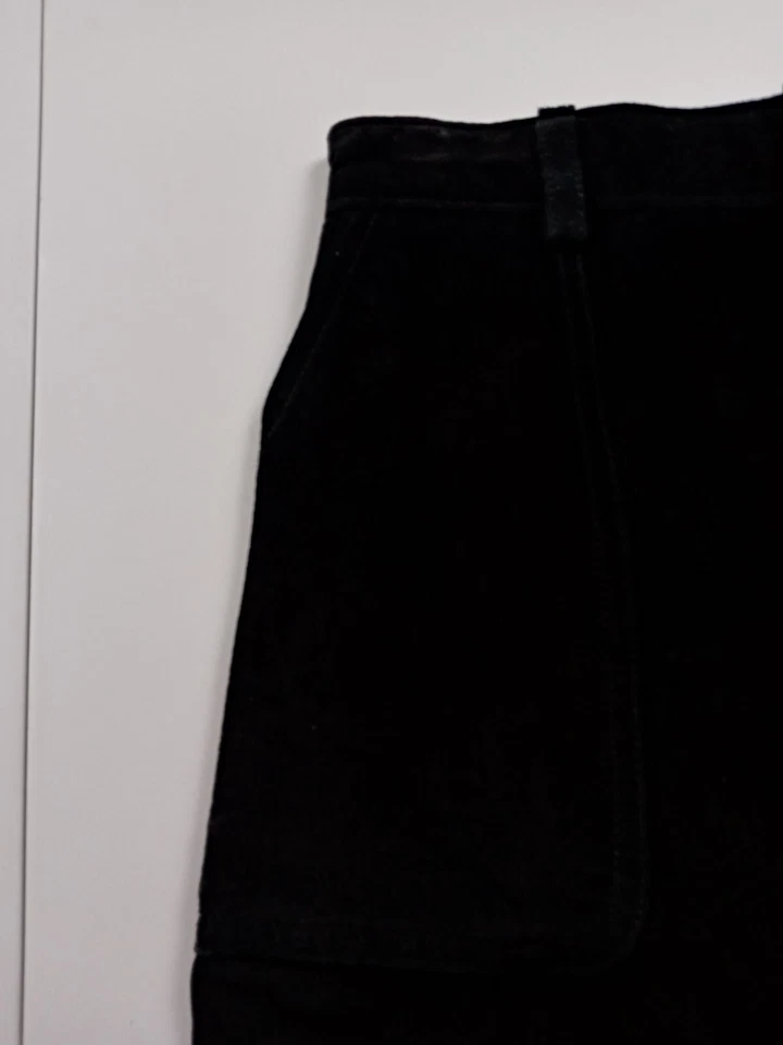 Falda Field Gear Mujer Talla 6 Pequeña 100% Cuero Gamuza Negra con Bolsillos Foto 3 de 4