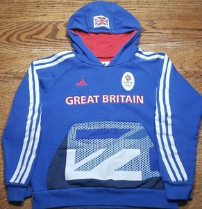 Team Grã-Bretanha Gb HOODIE MOLETOM costurado Adidas Juvenil P Azul Reino Unido Inglaterra | eBay