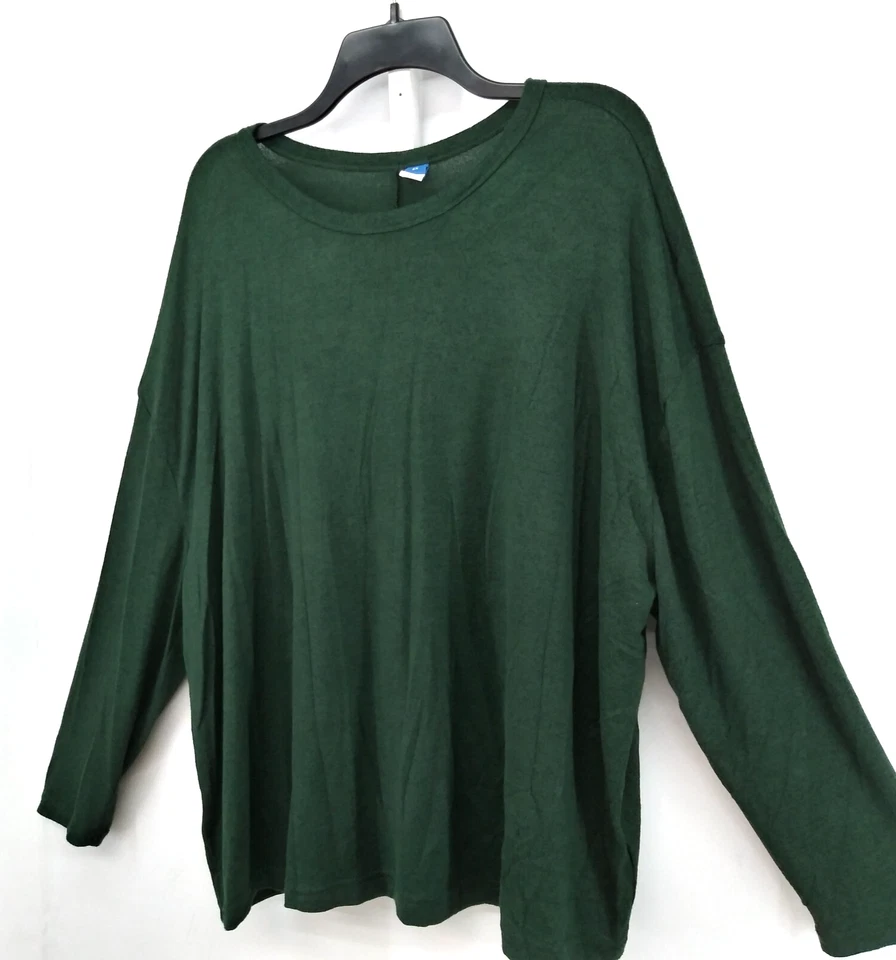 Old Navy Shirt Women Plus Size 2X Green Long Sleeve Round Neck Casual Top - Image 2 of 4