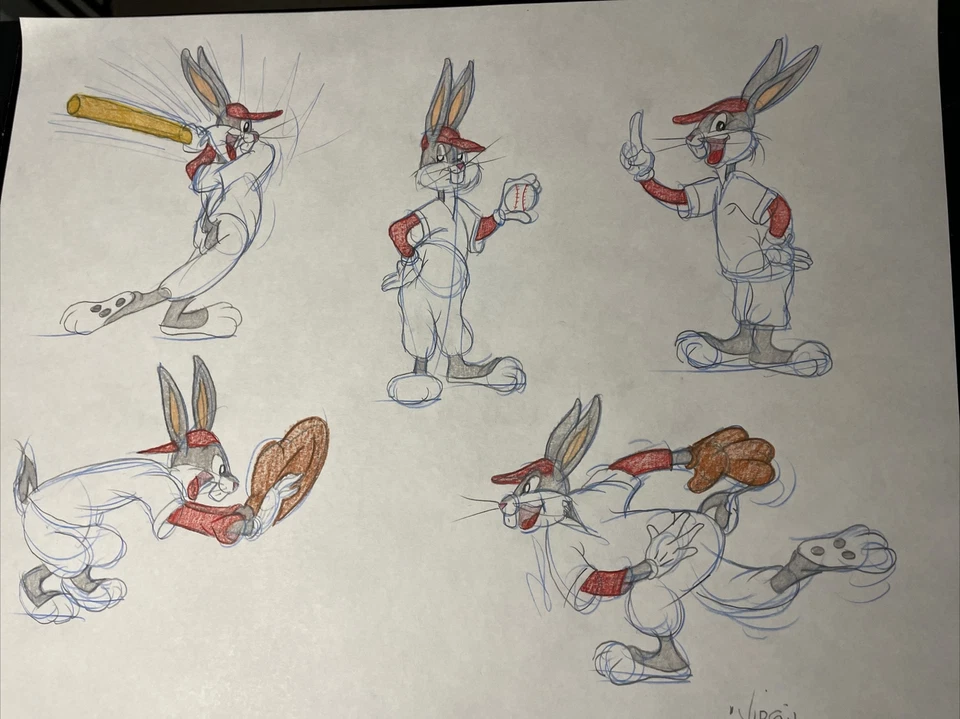 LOONEY TUNES 动画 Cel 艺术 Chuck Jones 卡通 VIRGIL ROSS 模型 SHEET MT — 第 3/3 张图片