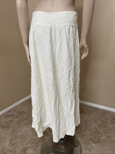 Women’s White Velvet Cotton Casual Hippie Boho Zip Button Medallion Size M Skirt - Picture 11 of 12