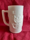 Vintage White Milk Glass Beer Stein Tavern Pub Scene