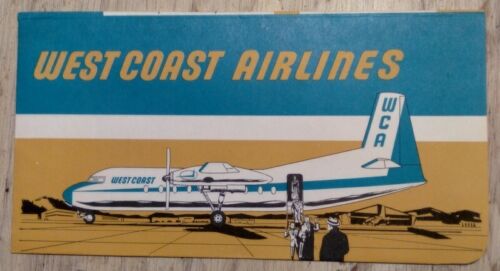 c1960 West Coast Airlines Ticket Halter Umschlag Tor Informationsblock