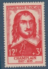 Timbre 1956 Champlain rouge 12f + 3f n° 1068 Y&T neuf
