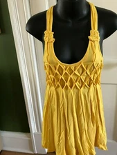 Funky People Tank Top, flowing summer top, Yellow, medium