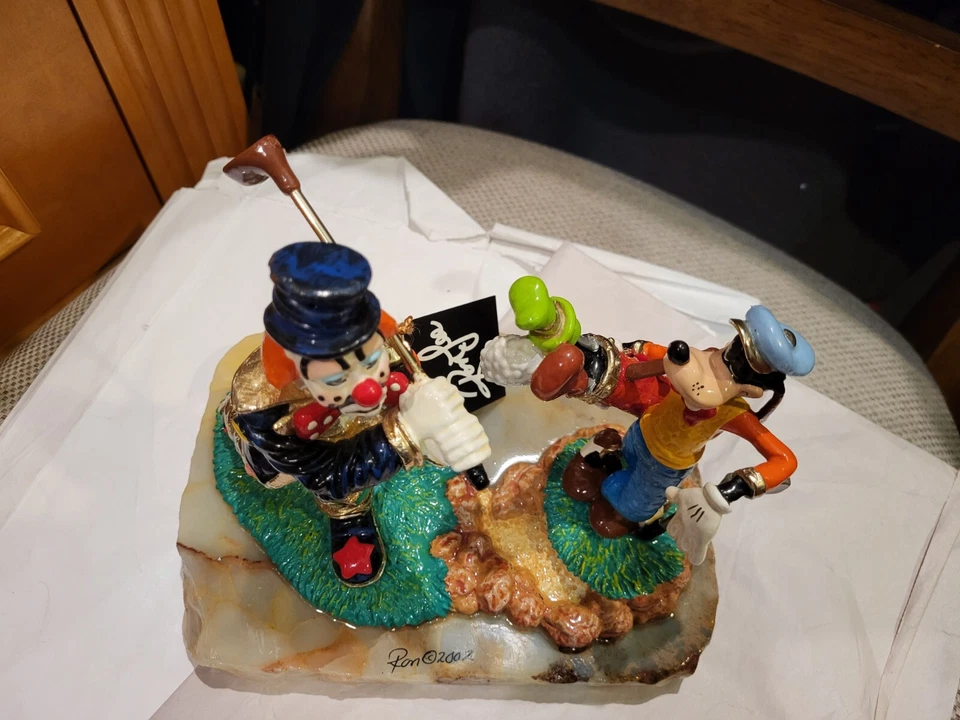 Hobo de golf Ron Lee peltre dorado ónix pintado a mano Joe's Goofy Caddie. Con certificado de autenticidad Foto 3 de 4