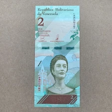 Venezuela 2 Bolivares Banknote. Parrot Currency. Venezuelan Heroine. Paper Money
