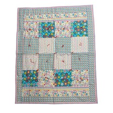 Handmade Baby Quilt Patchwork Floral Dot Geometric 40x32 inches