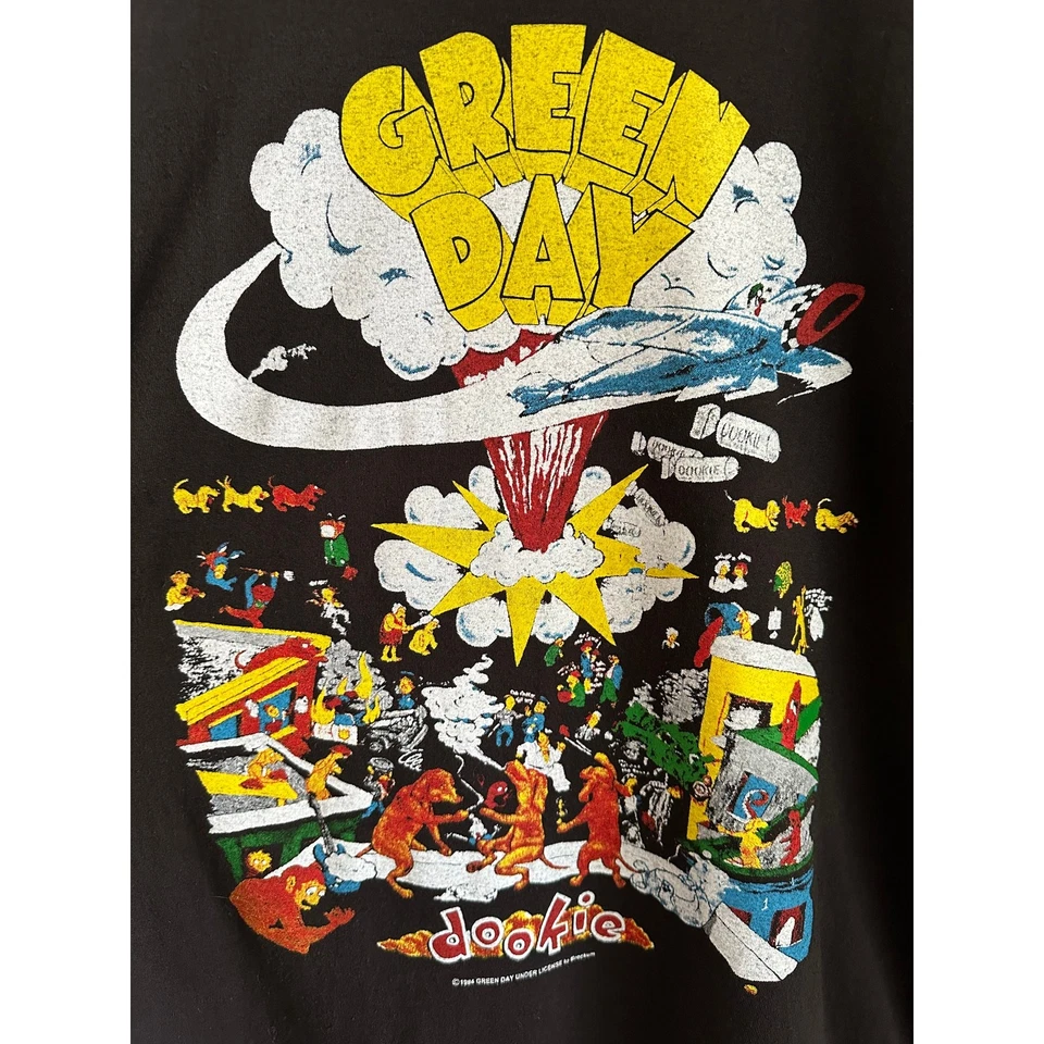 Camiseta Green Day "Dookie Tour" 1994 Vintage Reimpresión Etiqueta Tultex Puntada Única Foto 3 de 4
