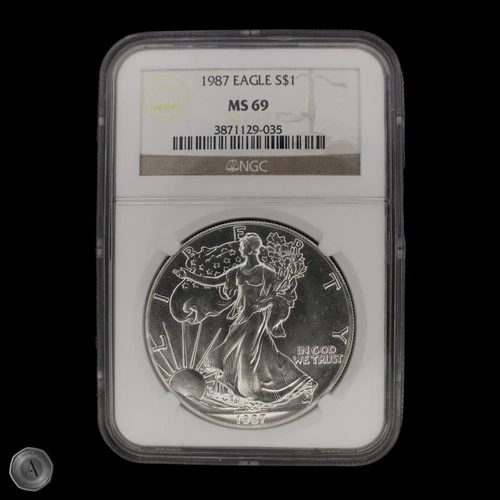 1987 American Silver Eagle NGC MS69 Brown Label -E354