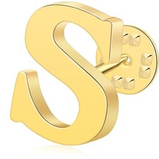 Initial Letter Lapel Pins for Men Women Personalized Name Brooch Pins Gold S