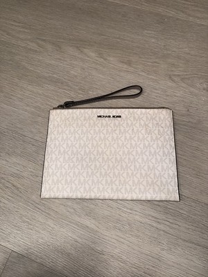 Michael Kors Clutch Tasche Weiß Monogram Original Leder Top Zustand