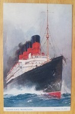 MAURETANIA (Cunard) Bow view from starboard, close up at sea. c1920