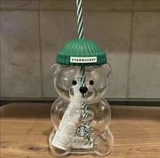 Starbucks Bearista Bear Glass  Cold Cup With Straw 2025 Holiday Christmas Gift