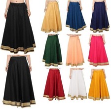 Women's Handmade Dupion Lehenga Skirts Golden Zari Border Bollywood Ethinc Wear