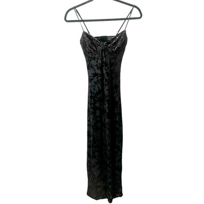 Y2K Velvet Burnout Maxi Slip Dress Whimsigoth Gothic Romantic Dark Fairy Grunge