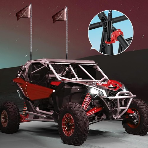 2X UTV Flag Whip Light CNC Antenna Mount Bracket For RZR 1.75"-2" Roll Bar Cage - Picture 8 of 8