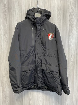 Offizieller AFC Bournemouth schwarzer wattierter mittellanger Kapuzenmantel mit Reißverschluss Größe 3XL PAC