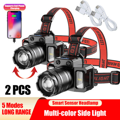 LED Teleskop Stirnlampe Kopflampe USB Wiederaufladbar Bewegungssensor Headlight Zoom