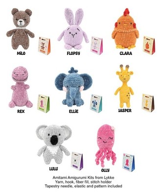 Amigurumi Kits from Lykke; Amitami; 8 Chenille Yarn Styles