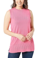 Isaac Mizrahi Live! Novelty Stitch Sweater Tank-Strawberry Pink-Medium-A469919