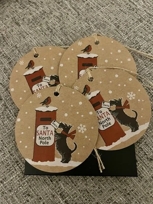 WHSMITH Scottie Dog Scottish Terrier Christmas Gift Tags Pack Of 4 New