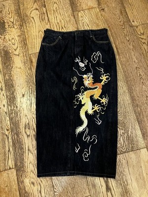 Evisu Yamane Jeans Black Selvedge Denim Regular Fit Embroidered Dragon W36 L33