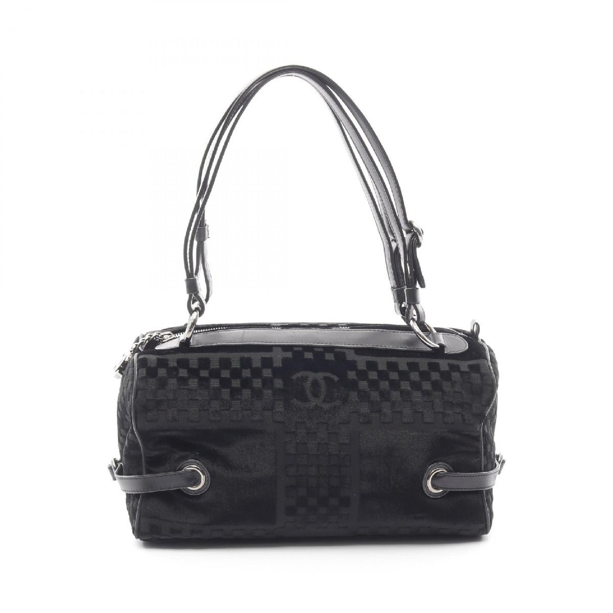 Chanel Coco Mark Velour Fabric Shoulder Bag 394708