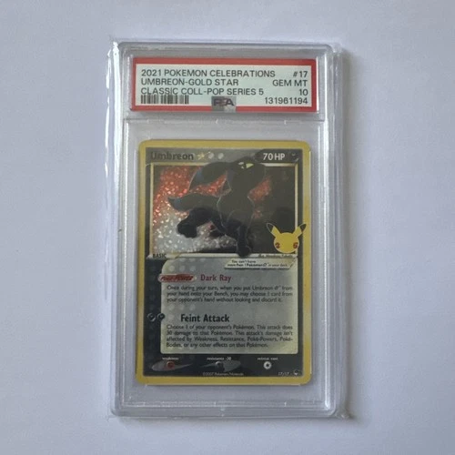 Pokémon TCG Umbreon Gold Star 17/17 Celebrations 25th Anniversary PSA 10