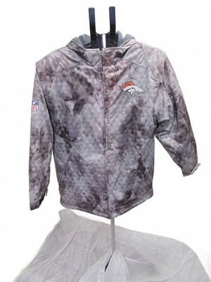 Reebok Denver Broncos NFL On Field Football Jacket Youth L 14-16 Gray Hooded