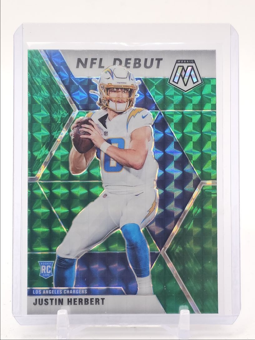 JUSTIN HERBERT 2020 MOSAIC NFL DEBUT ROOKIE GREEN MOSAIC PRIZM RC Q0305