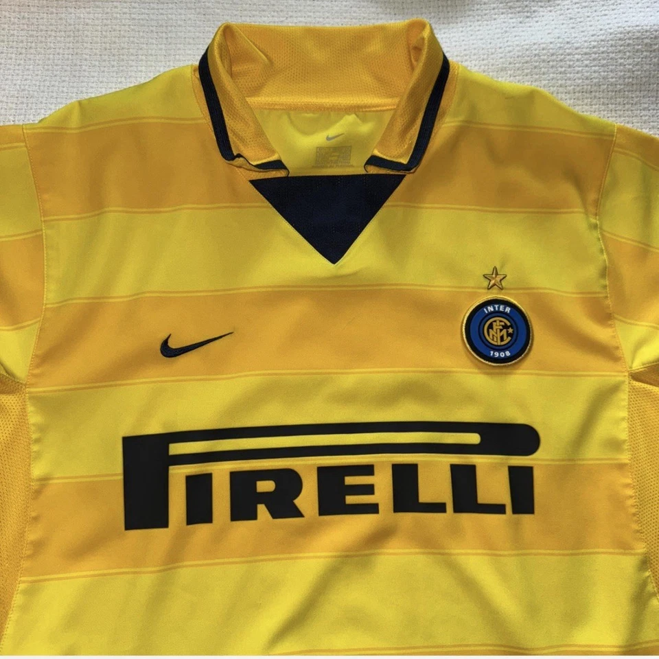 Vintage NIKE 2003-04 Inter Milan Away Football Shirt Soccer Jersey Sz MED Yellow - Image 3 of 4
