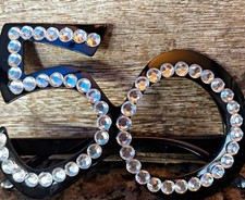 50th Birthday Novelty Costume Glasses Adult One Sz Black/Clear/rhinestone qty 6