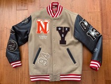 2006 Supreme All City Baseball Leather Varsity Jacket Used Size Medium Brown Tan